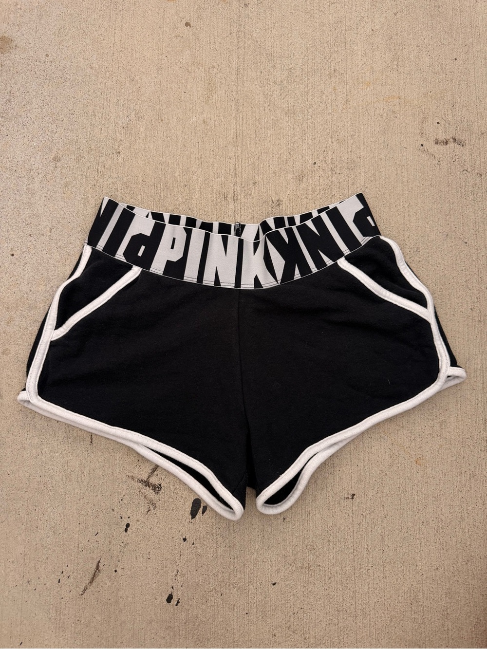 PINK Victoria's Secret Black & White Logo Waistband Running Shorts